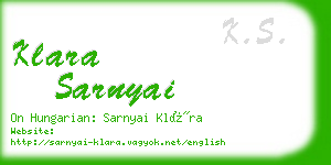 klara sarnyai business card